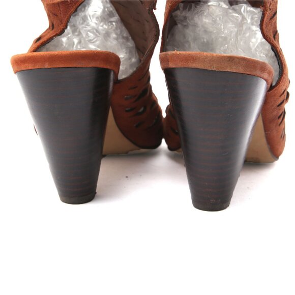 Vince Camuto Estell Leather Caged Sandal Open Toe Shootie Cut Out Brown Cone - Picture 5 of 13